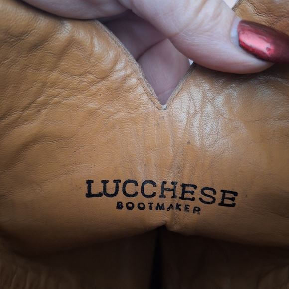 Lucchese Tan Embroidered Heeled Boots - Picture 6 of 7